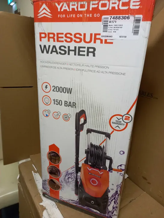 YARD FORCE 150 BAR 2000W HIGH-PRESSURE WASHER