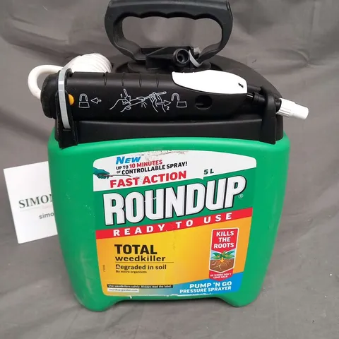 ROUNDUP FAST ACTION 5L PUMP N GO PRESSURE SPRAYER TOTAL WEEDKILLER DEGRADED IN SOIL BY MICRO ORGANISMS