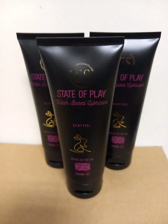 12 TUBS OF ES STATE OF PLAY WATER BASED LUBRICANT SILKY FEEL 100ML(2 BOXES)