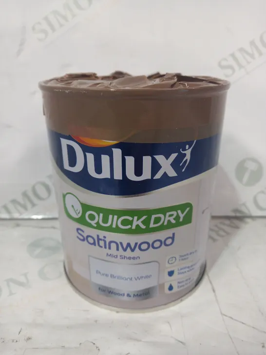 DULUX SATINWOOD MID SHEEN PAINT IN PURE BRILLIANT WHITE (750ML)