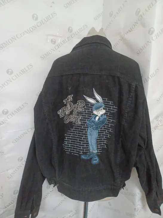 LOONEY TUNES EMBROIDERED JACKET IN BLACK SIZE L