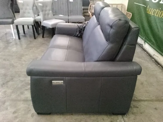 QUALITY ITALIAN DESIGNER GARDA ELECTRIC LOVESEATS - DARK GREY LEATHER