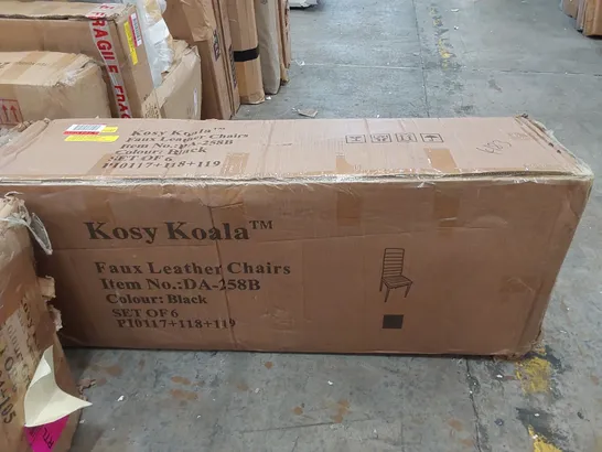 BOXED SET OF 6 KOSY KOALA FAUX LEATHER CHAIRS - BLACK (1 BOX)