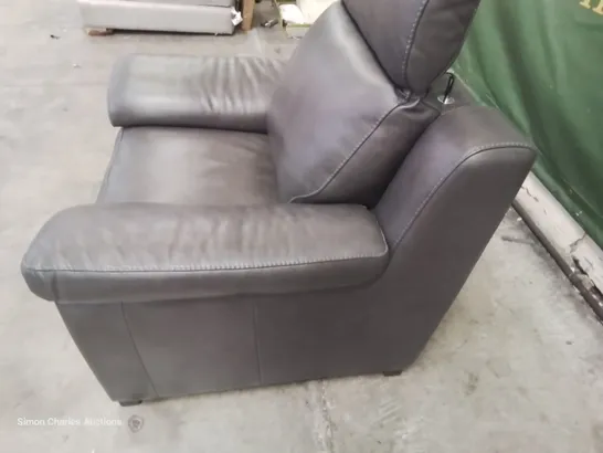 QUALITY ITALIAN DESIGNER CUFFARO POWER RECLINING EASY CHAIR WITH ADJUSTABLE HEADREST GREY LEATHER 