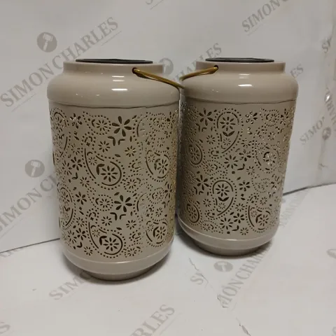 GARDEN REFLECTIONS SET OF 2 PATTERNED SOLAR LANTERNS, PAISLEY