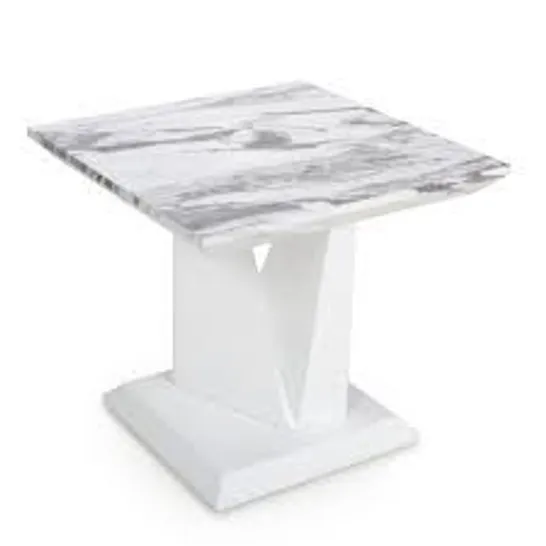 BOXED GENAO SATURN MARBLE EFFECT LAMP TABLE 55 X 55 X 50CM MARBLE GREY/WHITE (3 BOXES)