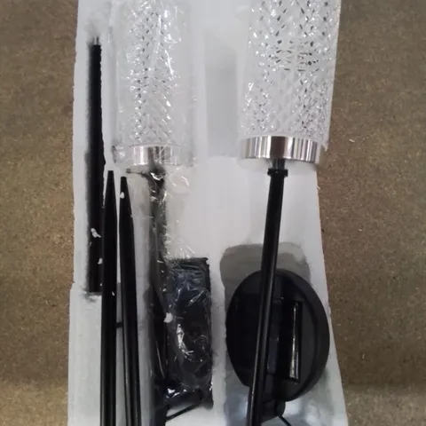 BOXED HOME2GARDEN SET OF 2 SOLAR LED CRYSTAL EFFECT STAKE LIGHTS