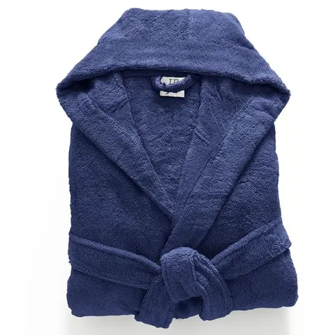 WALMOOR 100% EGYPTIAN-QUALITY COTTON BATHROBE, NAVY