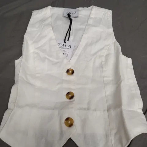 TIALA LINEN BLEND WAISTCOAT IN WHITE - XS