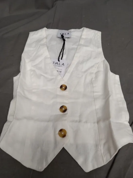 TIALA LINEN BLEND WAISTCOAT IN WHITE - XS