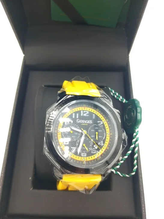 BOXED GAMAGES OF LONDON LIMITED EDITION HAND ASSEMBLED CONTEMPORARY AUTOMATIC YELLOW