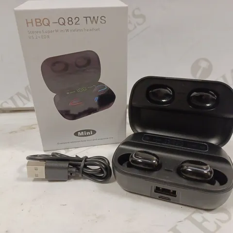 BOXED HBQ-Q82 TWS STEREO SUPER MINI EARBUDS - BLACK 