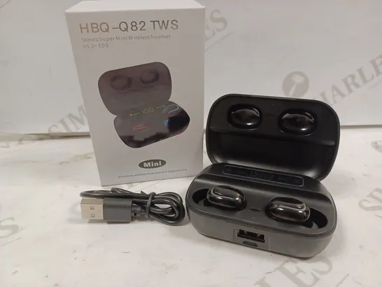 BOXED HBQ-Q82 TWS STEREO SUPER MINI EARBUDS - BLACK 