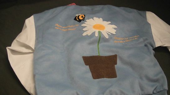 ARERICAMDEN CLOTHING BABY BLUE FLORAL THEMED BOMBER JACKET LARGE
