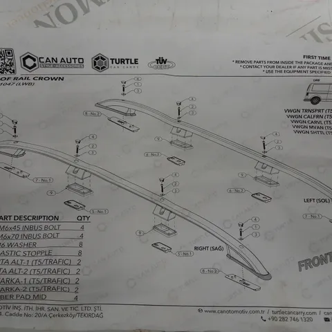 CAN AUTO ROOF RAIL CROWN FOR VAN - MR01047 - COLLECTION ONLY