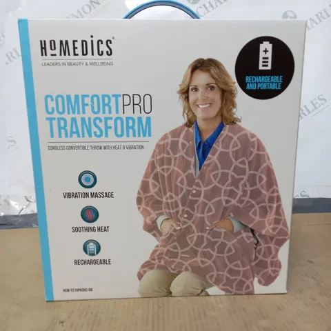 BOXED AS NEW HOMEDICS COMFORT PRO TRANSFORM CORDLESS HEATED THROW