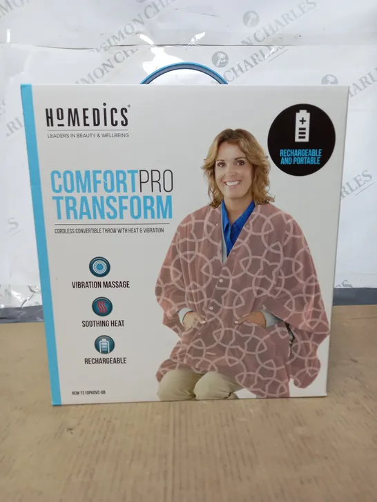 BOXED AS NEW HOMEDICS COMFORT PRO TRANSFORM CORDLESS HEATED THROW