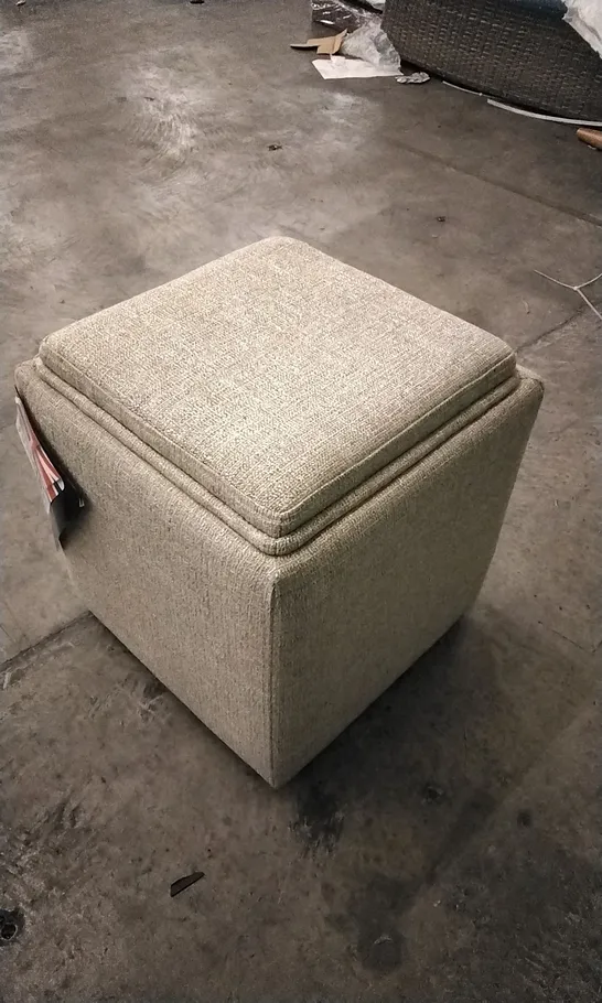 QUALITY DESIGNER LOUNGE CO STORAGE FOOTSTOOL IN BEIGE FABRIC