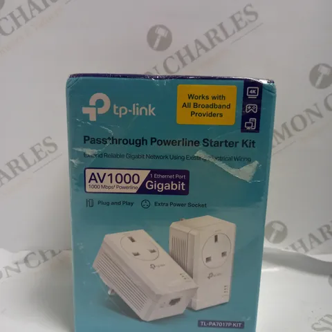 SEALED TP-LINK PASSTHROUGH POWERLINE STARTER KIT TL-PA7017P KIT 