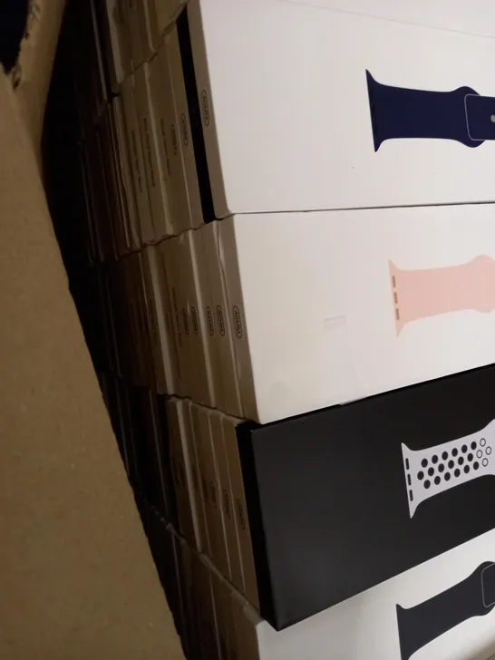 LARGE QUANTITY OF BOXED ASSORTED APPLE WATCH STRAPS IN ASSORTED COLOURS 