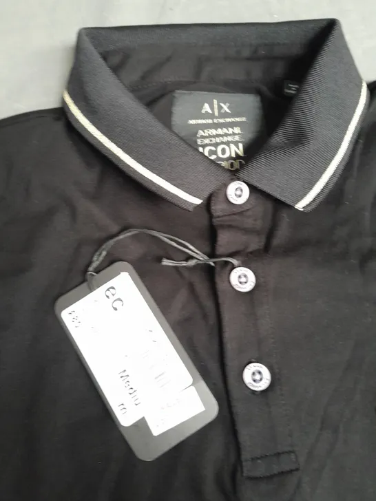 ARMANI EXCHANGE BLACK POLO SHIRT - MED