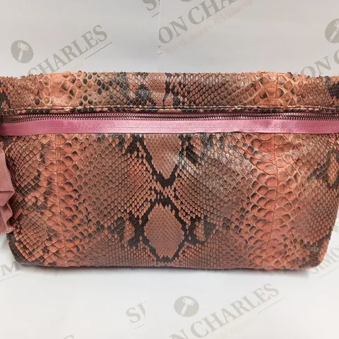 LANVIN PARIS AMALIA SMALL CLUTCH PINK PYTHON SNAKESKIN LEATHER BAG