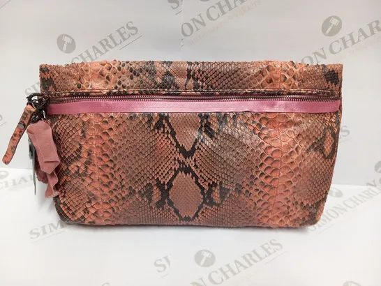 LANVIN PARIS AMALIA SMALL CLUTCH PINK PYTHON SNAKESKIN LEATHER BAG