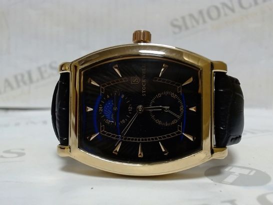 DESIGNER STOCKWELL BLACK/ROSE GOLD FACE LEATHER STRAP WRISTWATCH  RRP £650