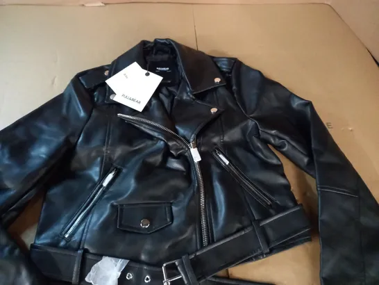 PULL & BEAR LEATHER LOOK BIKER STYLE JACKET - L