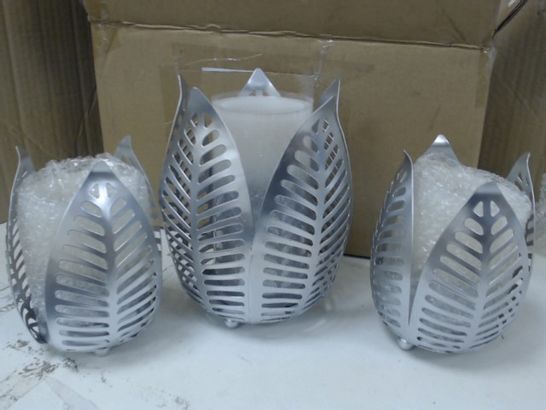 ALISON CORK SET OF 3 CANDLE HOLDERS WITH LED CANDLES COLLECTION