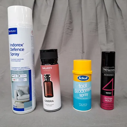 APPROXIMATELY 10 ASSORTED AEROSOL ITEMS IN INCLUDE INDOREX DEFENCE SPRAY, PERFUME SPRAY, FOOT DEODORANT SPRAY, ETC - COLLECTION ONLY