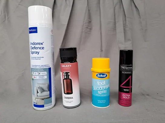 APPROXIMATELY 10 ASSORTED AEROSOL ITEMS IN INCLUDE INDOREX DEFENCE SPRAY, PERFUME SPRAY, FOOT DEODORANT SPRAY, ETC - COLLECTION ONLY