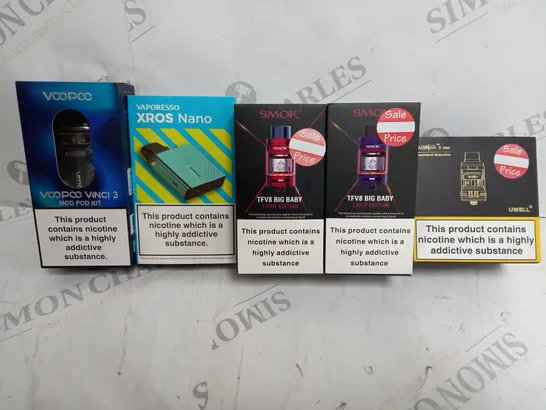 BOX OF 40 ASSORTED E-CIGARATTES TO INCLUDE SMOKEX , ASPIRE, AND VAPOO MINI'S ETC.