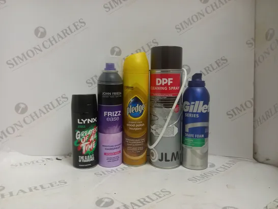 BOX OF APPROX 15 ASSORTED AEROSOLS TO INCLUDE - LYNX AFRICA - JOHN FRIEDA FRIZZ EASE - GILLETTE SERIES SHAVE FOAM ECT