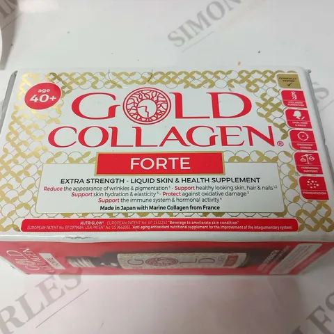 BOXED GOLD COLLAGEN AGE 40+ FORTE EXTRA STRENGTH- LIQUID SKIN AND HEALTH SUPPLEMENT 10 X 50ML GLASS BOTTLES