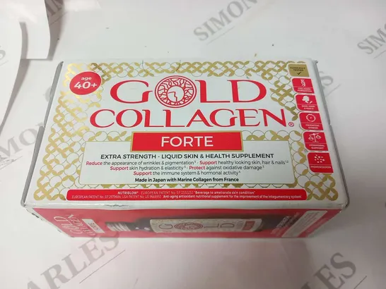 BOXED GOLD COLLAGEN AGE 40+ FORTE EXTRA STRENGTH- LIQUID SKIN AND HEALTH SUPPLEMENT 10 X 50ML GLASS BOTTLES