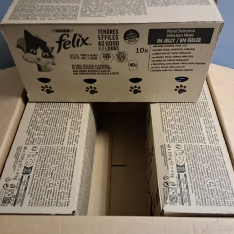 LOT OF FELIX MIXED SELECTION CAT FOOD IN JELLY - 3 X 40 PACK BOXES