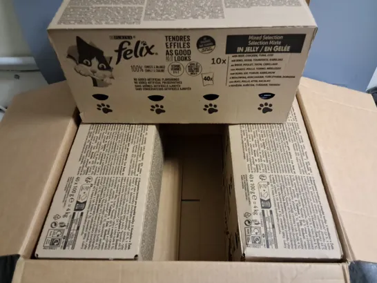 LOT OF FELIX MIXED SELECTION CAT FOOD IN JELLY - 3 X 40 PACK BOXES