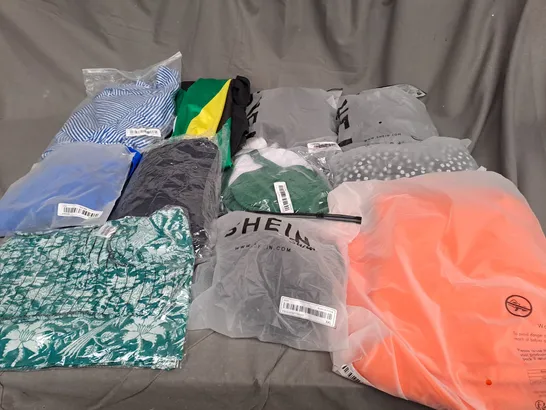 BOX OF ASSORTED CLOTHING ITEMS IN VARIOUS COLOURS, SIZES AND STYLES