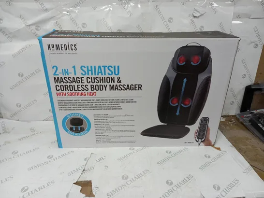 BOXED HOMEDICS 2 IN 1 SHIATSU MASSAGE CUSHION AND CORDLESS BODY MASSAGER