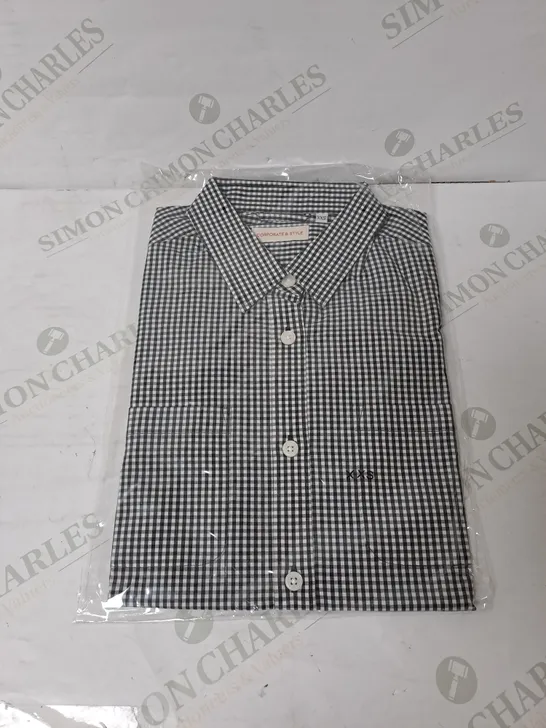 SEALED SET OF 4 BRAND NEW CORPORATIVE STYLE BLACK CHECK WOMENS SHIRT - XXS