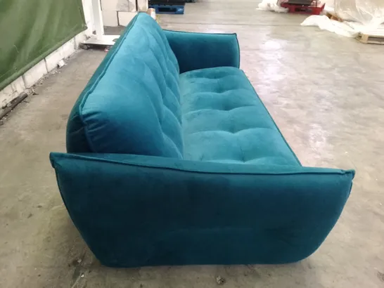 QUALITY ITALIAN DESIGNER SEVILLE LARGE SOFA - TEAL VELVET FABRIC