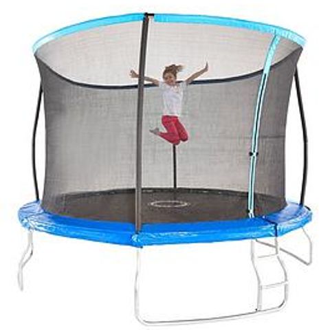 BOXED SPORTSPOWER 14FT TRAMPOLINE WITH EASI-STORE FOLDING ENCLOSURE (1 BOX)