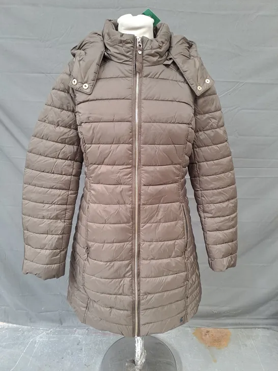 JOULES CANTERBURY LONG PADDED COAT MUSHROOM SIZE 12