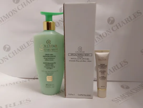 BOX OF 3 COLLISTAR ITEMS TO INCLUDE ANTICELLULITE SERUM AND EVEN FINISHING BRIGHTENING PRIMER