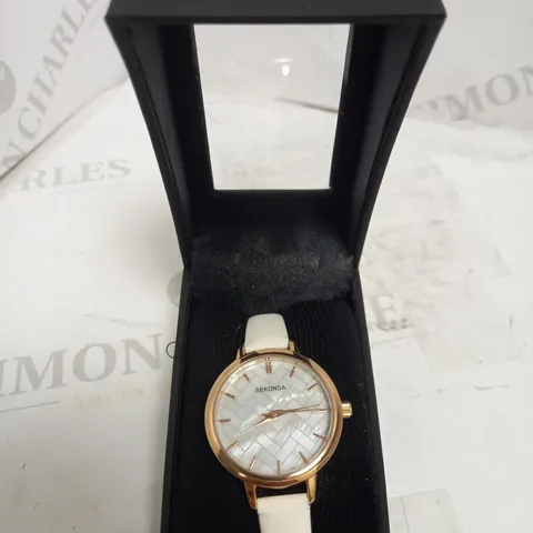 SEKONDA MOTHER OF PEARL-STYLE FACE WATCH