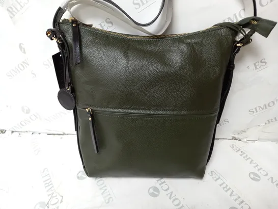 ASHWOOD GENUINE LUXURY LEATHER SHOULDER BAG FOREST GREEN/BLACK PIPER 62834