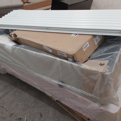PALLET OF BED BASE SECTIONS, WHITE RADIATOR & WARDROBE PARTS