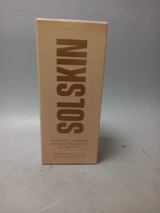 SEALED SOLSKIN DARK SELF-TANNING MOUSSE 200ML, TAN DROPS 25ML AND TAN MITT