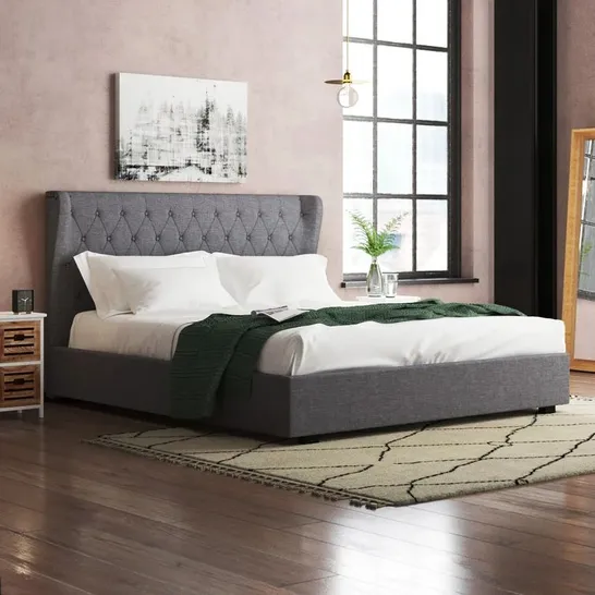 BOXED HEREFORD UPHOLSTERED OTTOMAN STORAGE BED GREY // SIZE: 5FT (2 BOXES)